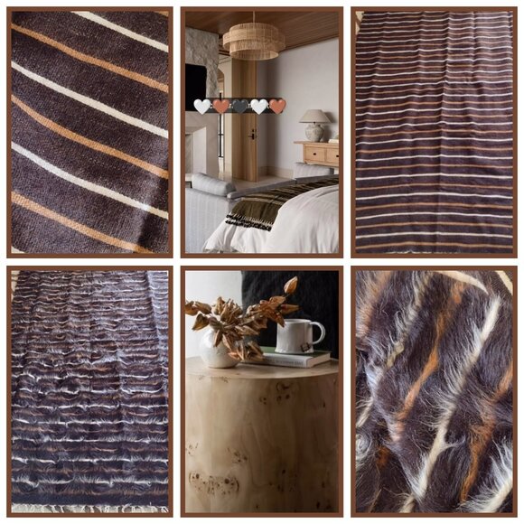 MCM 🤎🤍🤎Vintage Turkish kilim mohair wool blanket rug 51" x 80" Natural Home - Picture 1 of 10